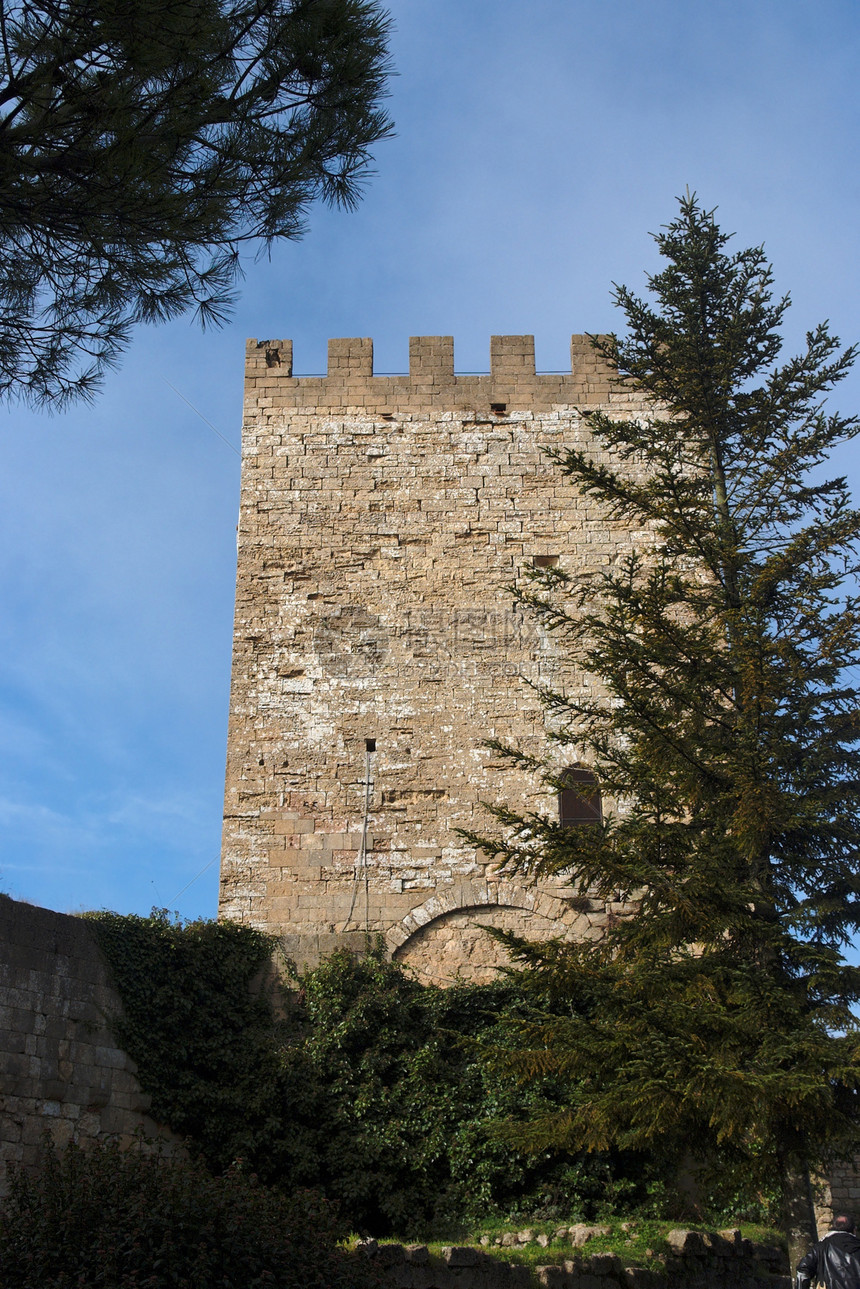意大利西西里中世纪城堡塔图片