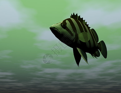 鱼游泳海洋插图虚幻渲染背景图片