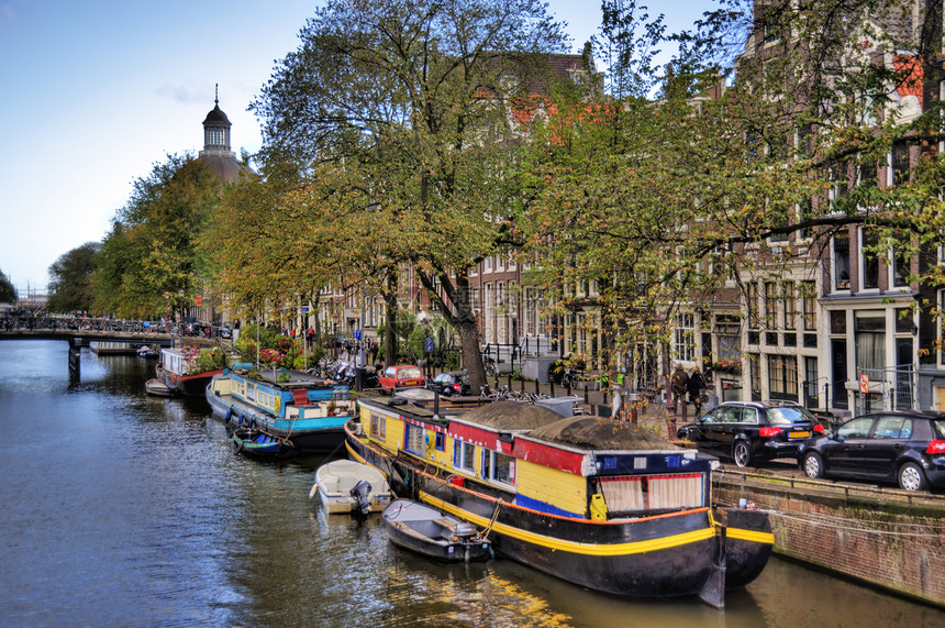 阿姆斯特丹 hdr运河山墙建筑牧歌房子市政建筑物前冲窗户历史图片