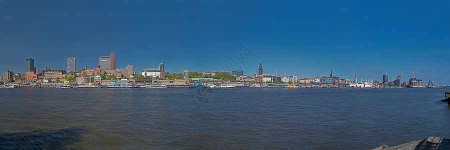 汉堡房屋全景天空蓝色建筑物城市港口船舶海岸背景图片
