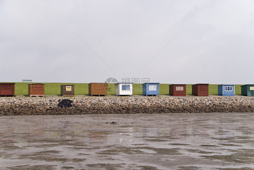 显示器小屋房屋海滩潮汐地泥滩天空低潮地平线小木屋建筑物图片