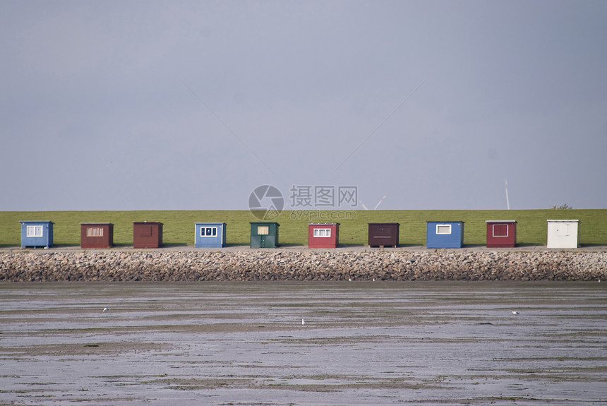 显示器海岸低潮潮汐地海滩房屋泥滩建筑物天空小屋地平线图片