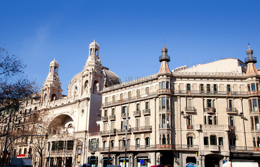 巴塞罗那市大楼Gran Via和Rambla图片