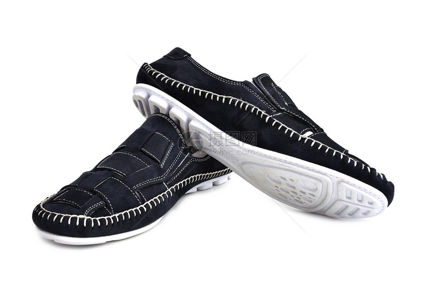 摩卡西皮革运动装橡皮蕾丝鞋类水平运动鞋鞋带运动蓝色图片