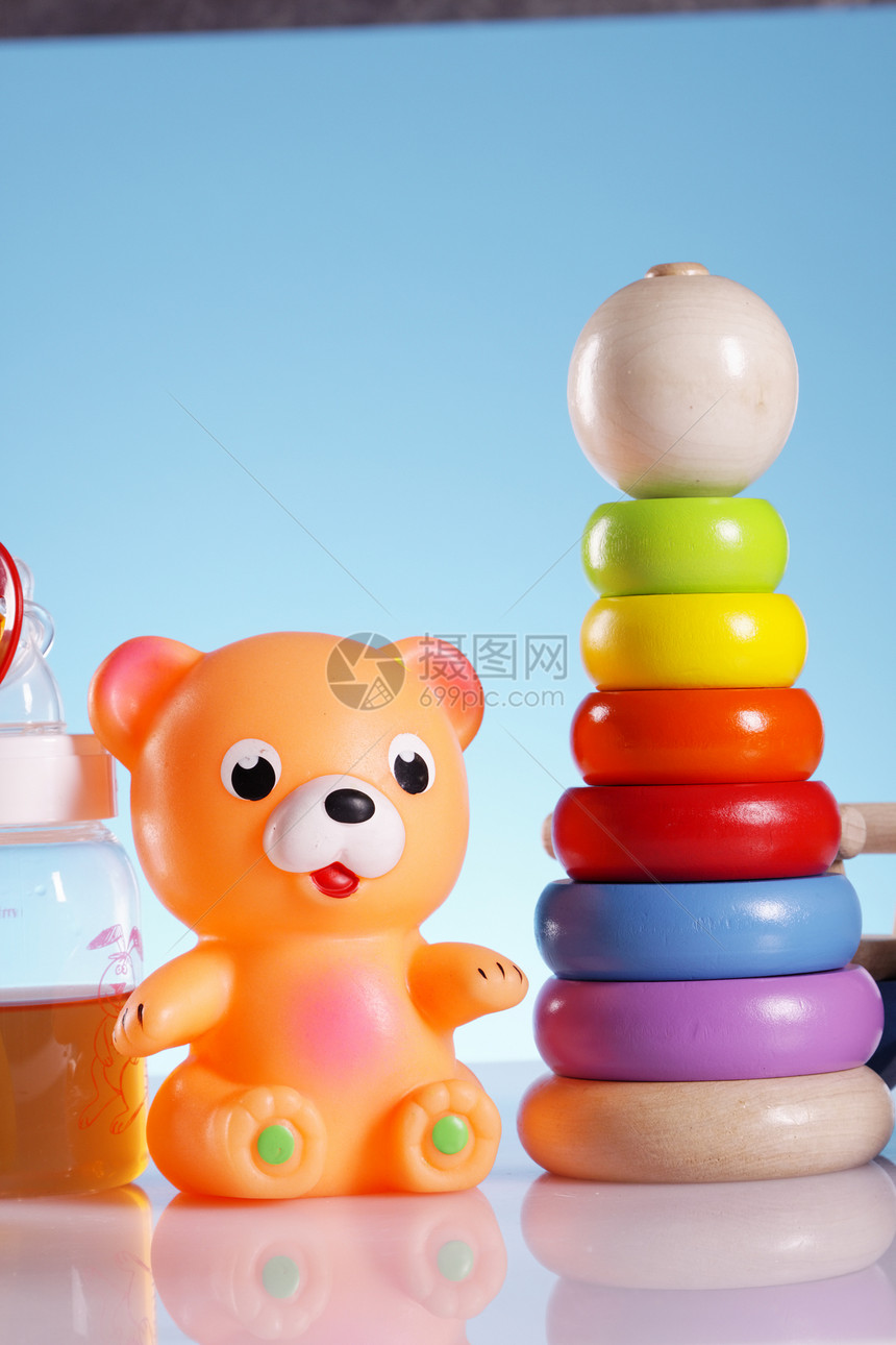 婴儿玩具塑料奶嘴拨浪鼓戒指蓝色孩子礼物黄色男生新生图片