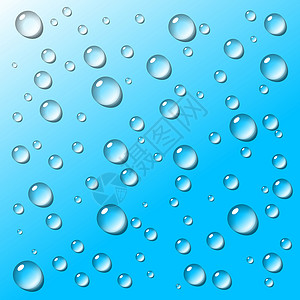 蓝色背景的透明水滴数背景图片