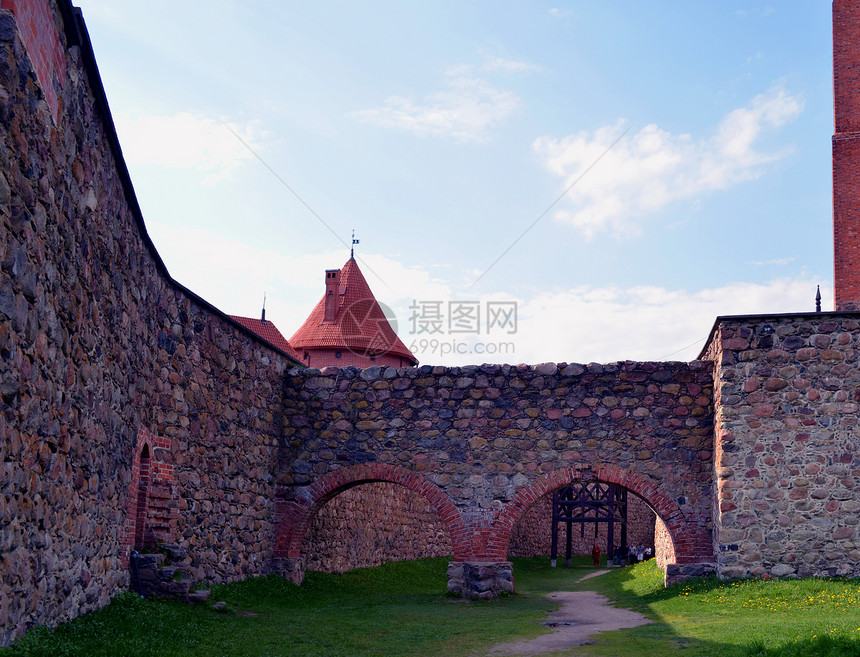 古老的Trakai城堡墙图片