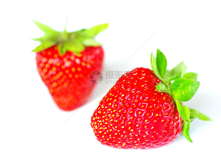 白色的草莓叶子蔬菜水果红色食物果实宏观绿色水平图片