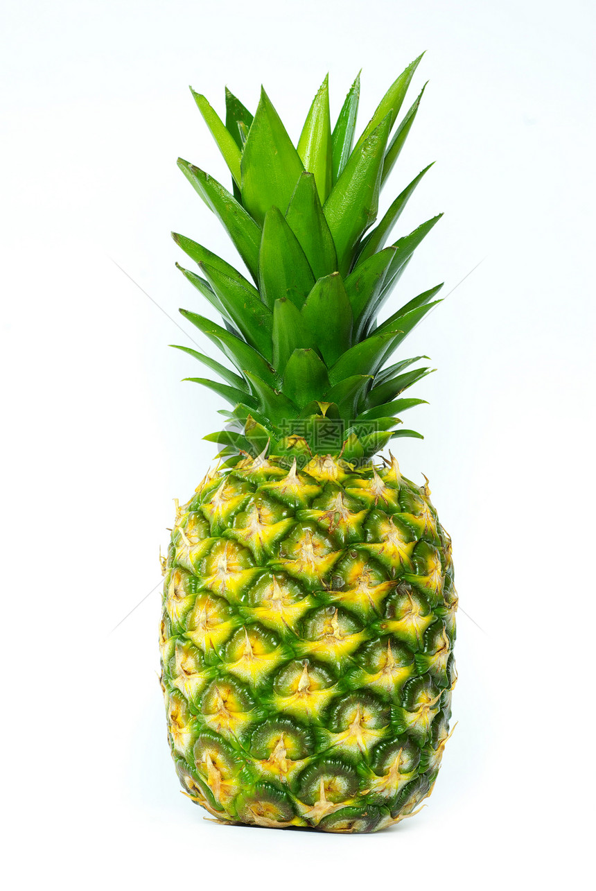 新鲜菠萝绿色水果热带食物黄色白色图片