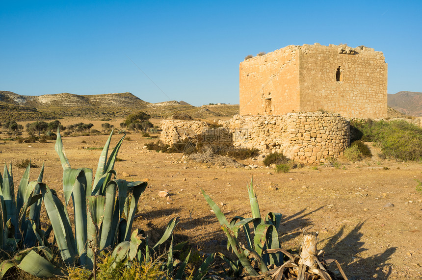 防御工事历史性地标晴天干旱废墟风景城堡建筑植物群沙漠图片