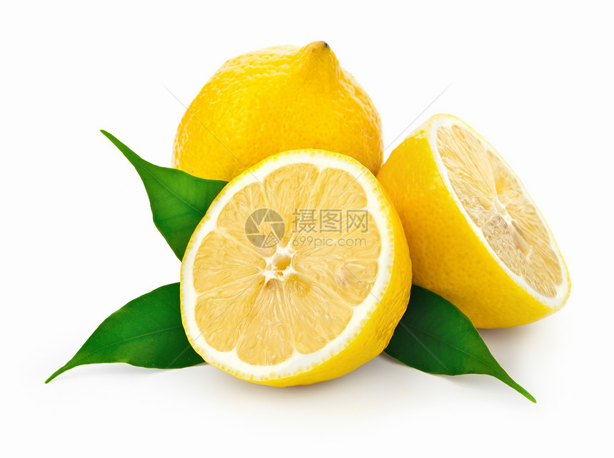 柠檬热带圆圈绿色果汁水果食物叶子黄色白色树叶图片