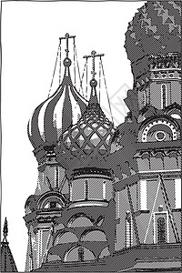 波克罗夫斯基大教堂的多梅斯 莫斯科 俄罗斯插画