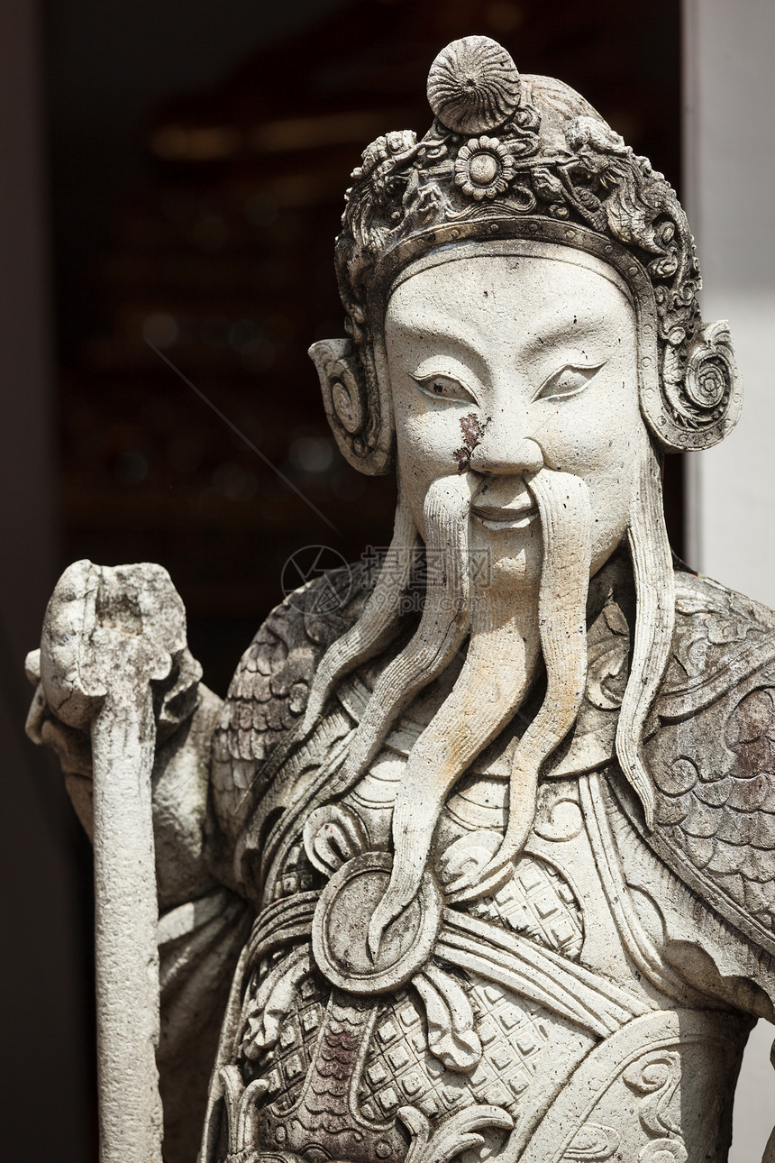 泰国石石雕像雕塑寺庙石雕守护者佛教徒监护人图片
