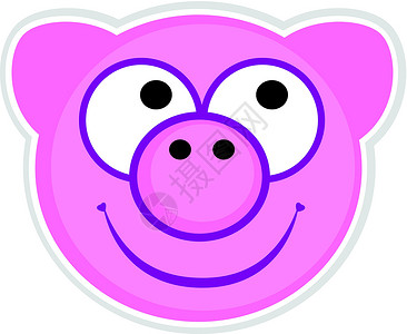 京剧白士中小猪卡通可爱粉色粉红色 白被孤立的猪徽章插画