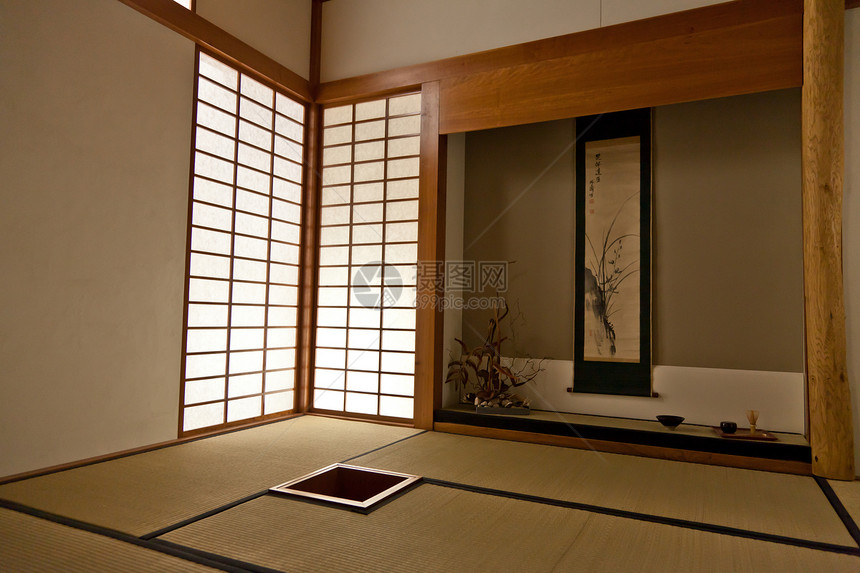 日式会议室会议历史旅游仪式家具木头房间桌子房子地面图片