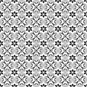 无缝裁缝花类模式创造力叶子墙纸装饰条纹插图白色绘画黑色背景图片