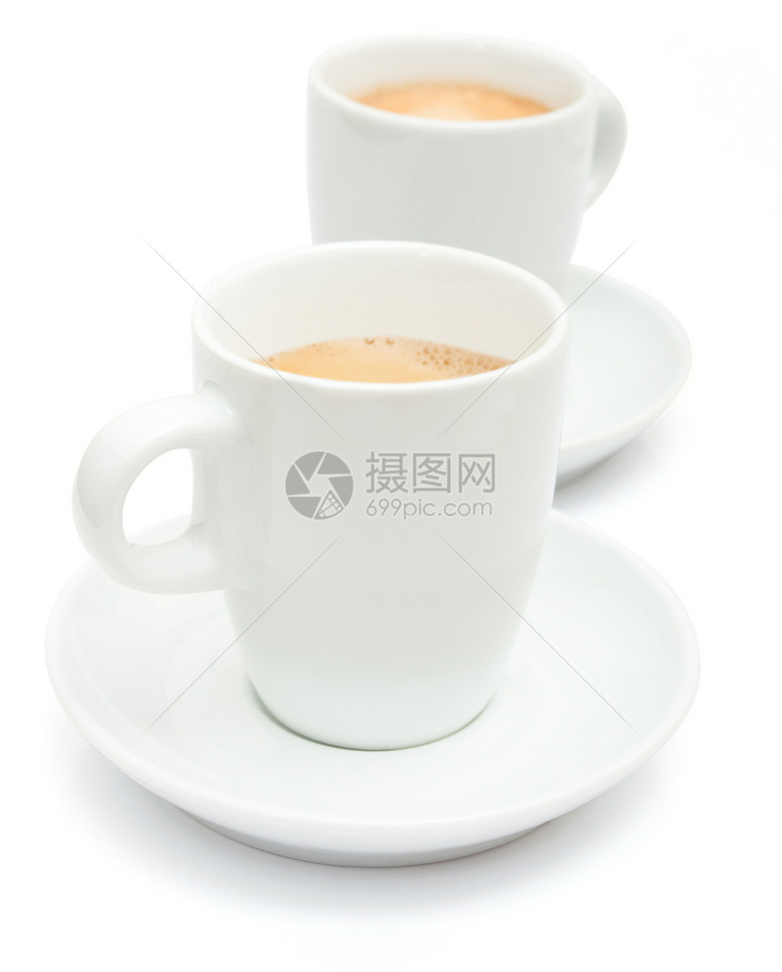 两杯咖啡泡沫杯子白色图片