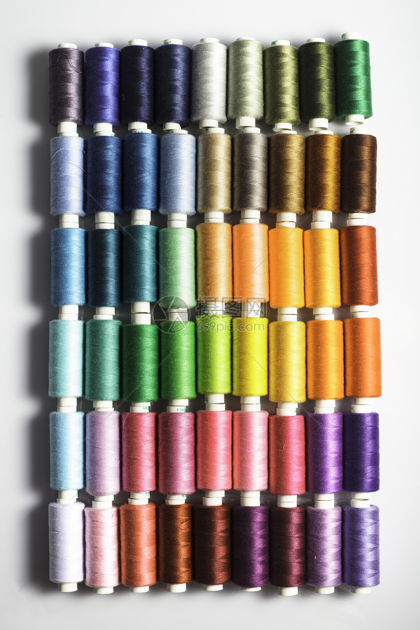 缝缝底背景纤维彩虹羊毛闲暇工艺命令爱好织物纺织品线程图片