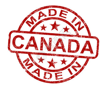 在加拿大制造的加拿大邮票显示加拿大产品或生产背景图片