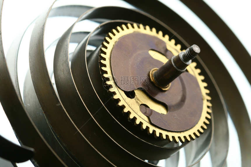 机械时钟装置发条车轮流动时间工程齿轮旋转圆圈古董工作图片
