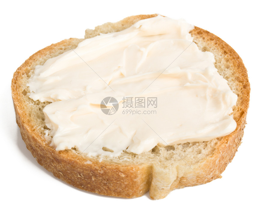 面包片和奶酪奶油食物面包小吃图片