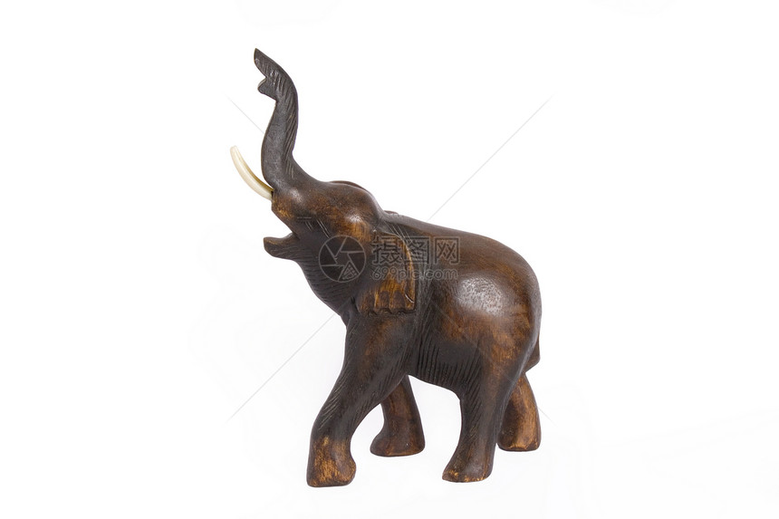来自泰国的木象雕像木头树干人类塑像古董住民玩具獠牙哺乳动物文化图片