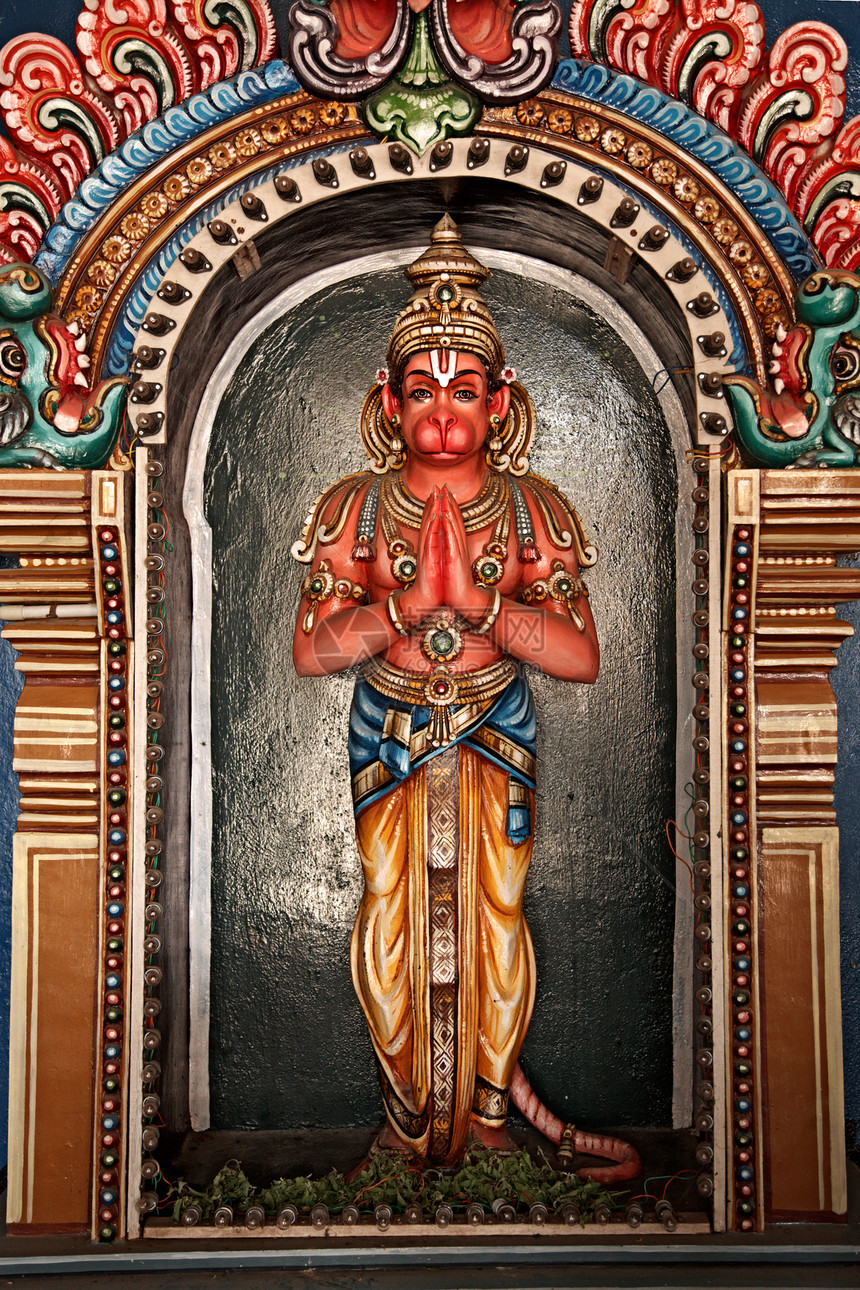 印度教寺庙的哈努曼雕像圣殿 Tiru浮雕上帝神灵图片