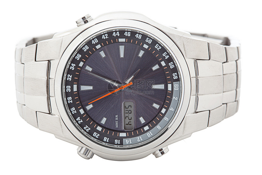 孤立的 wristwatch奢华白色手表钟表手腕金属图片