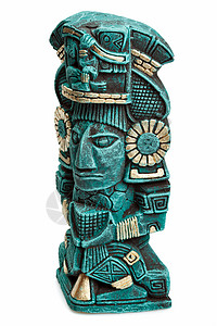 来自墨西哥的玛雅神像与世隔绝上帝塑像雕像白色背景图片