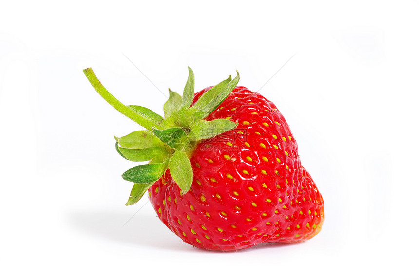 草莓蔬菜叶子果实水果水平白色红色绿色宏观图片