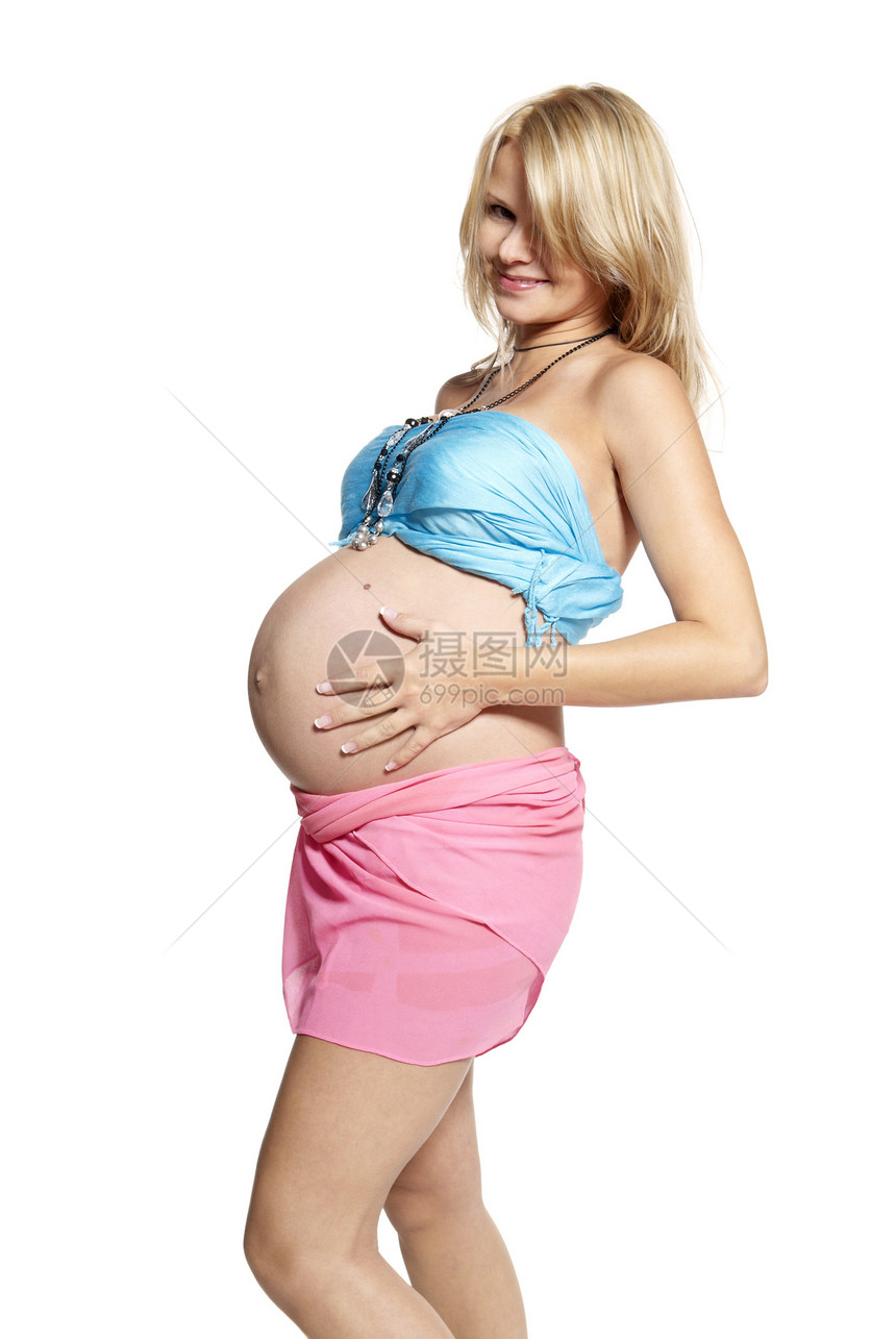 孕妇的肖像女人新生活披肩母亲蓝色肚子女性准妈妈女士人类图片