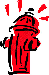 红色消防插头洪水灾害危险消防栓救援消防队员灾难消火栓白色预防插画