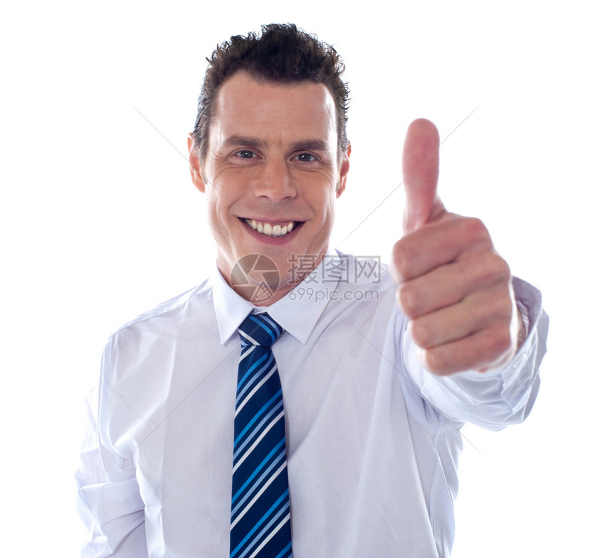 公司的人举起大拇指企业家工作手势雇主顾问老板男人管理人员青年快乐图片