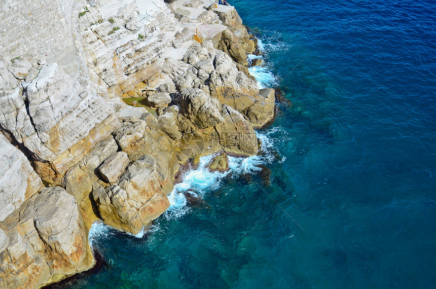 克罗地亚杜布罗夫尼克景观港口海岸线假期堡垒海滩旅游旅行岩石石头图片