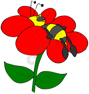 睡觉蜜蜂小憩翅膀卡通片插图昆虫叶子花瓣背景图片