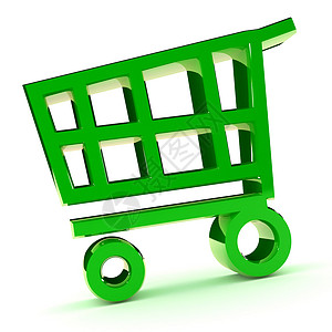 购物墨盒店铺命令商品篮子市场脚轮大车互联网电子商务绿色背景图片