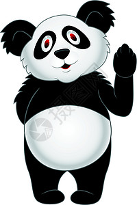 潘达卡通漫画白色插图涂鸦手绘艺术品熊猫黑色艺术问候语快乐背景图片