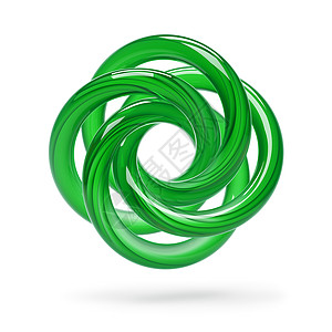 绿色特效圆环摘要形状曲线混响镜子白色技术绿色创造力插图金属玻璃背景