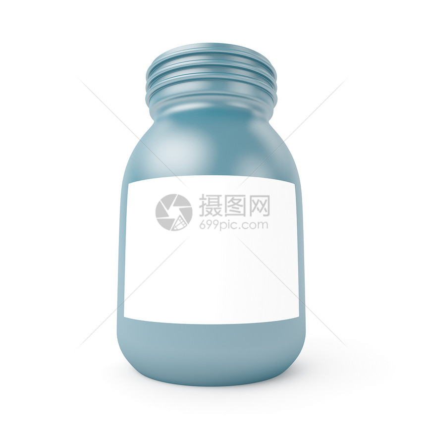 塑料瓶药店处方卫生软木药物食物标签治愈止痛药蓝色图片