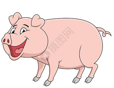 猪猪漫画农场粉色乐趣插图动物阴影动物群公猪卡通片吉祥物背景图片