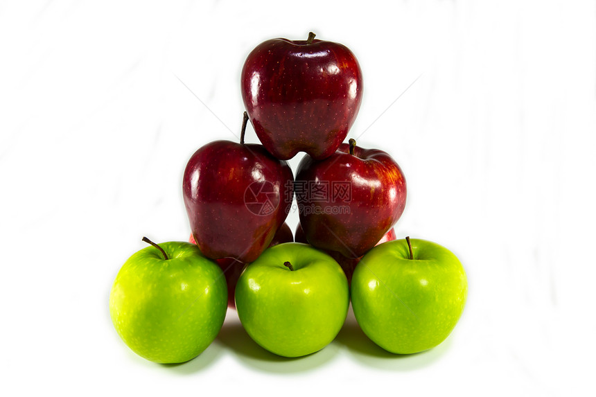 孤立的红苹果和绿苹果花园营养水果果汁食物甜点早餐植物产品生活图片
