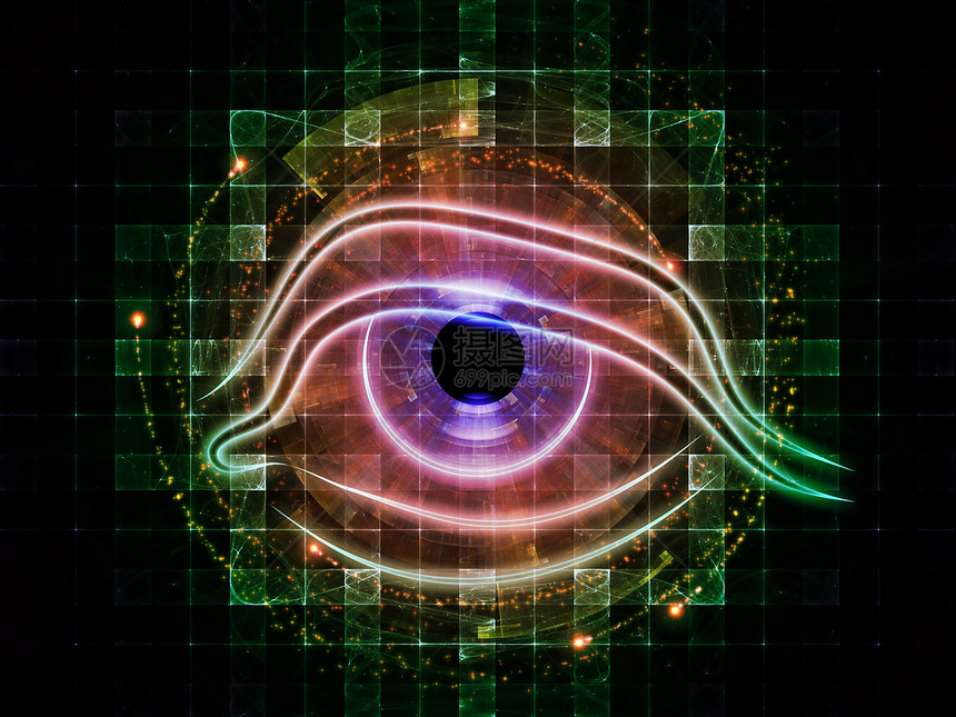 技术学生作品虚拟现实插图瞳孔圆圈鸢尾花眼睛黑色手表辉光图片