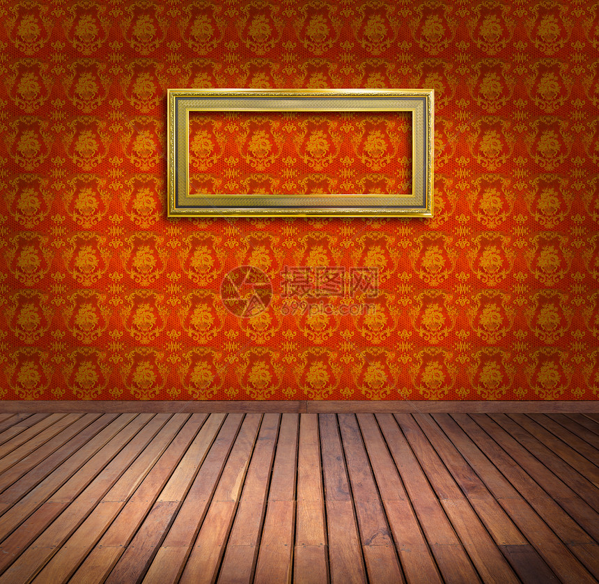 黄色壁纸室的古板长方形边界风俗正方形绘画照片装饰品边缘框架木头图片