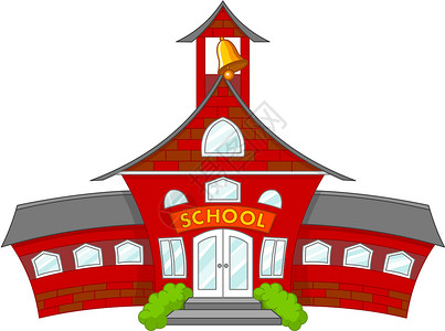 学校房子尖顶建筑学学习建筑教育脚步红色插图白色背景图片