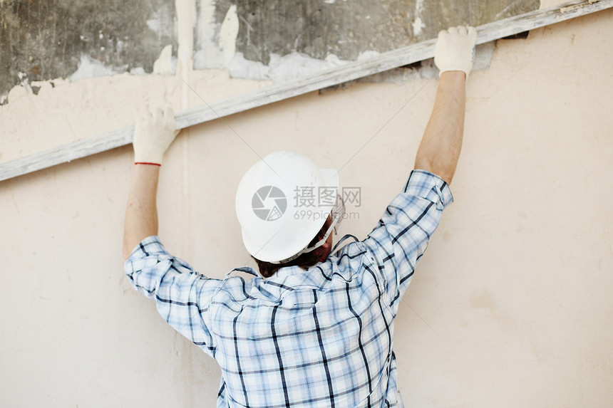 工作与块状墙对齐泥水匠火花精加工补丁工人活动建设者材料工艺工具图片
