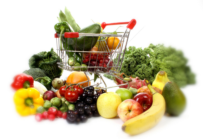 水果和蔬菜食物健康购物萝卜甘蓝钻孔柚子香蕉球芽烹饪图片