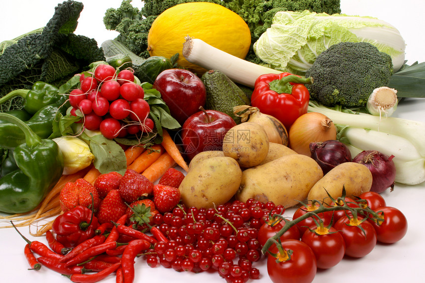 水果和蔬菜肋骨寒冷浆果钻孔萝卜食物石榴菊苣辣椒健康图片