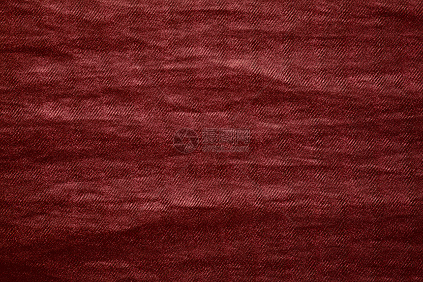 红色纺织品背景折痕风格宏观装饰帆布棉布材料织物图片