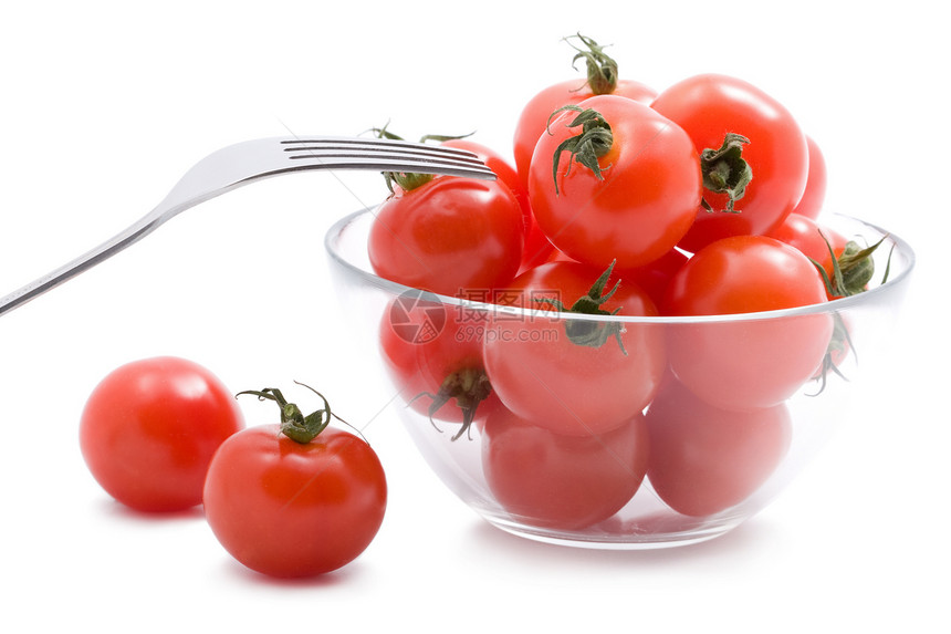 隔绝玻璃碗中成熟的西红柿午餐蔬菜小吃美食沙拉饮食红色食物宏观维生素图片