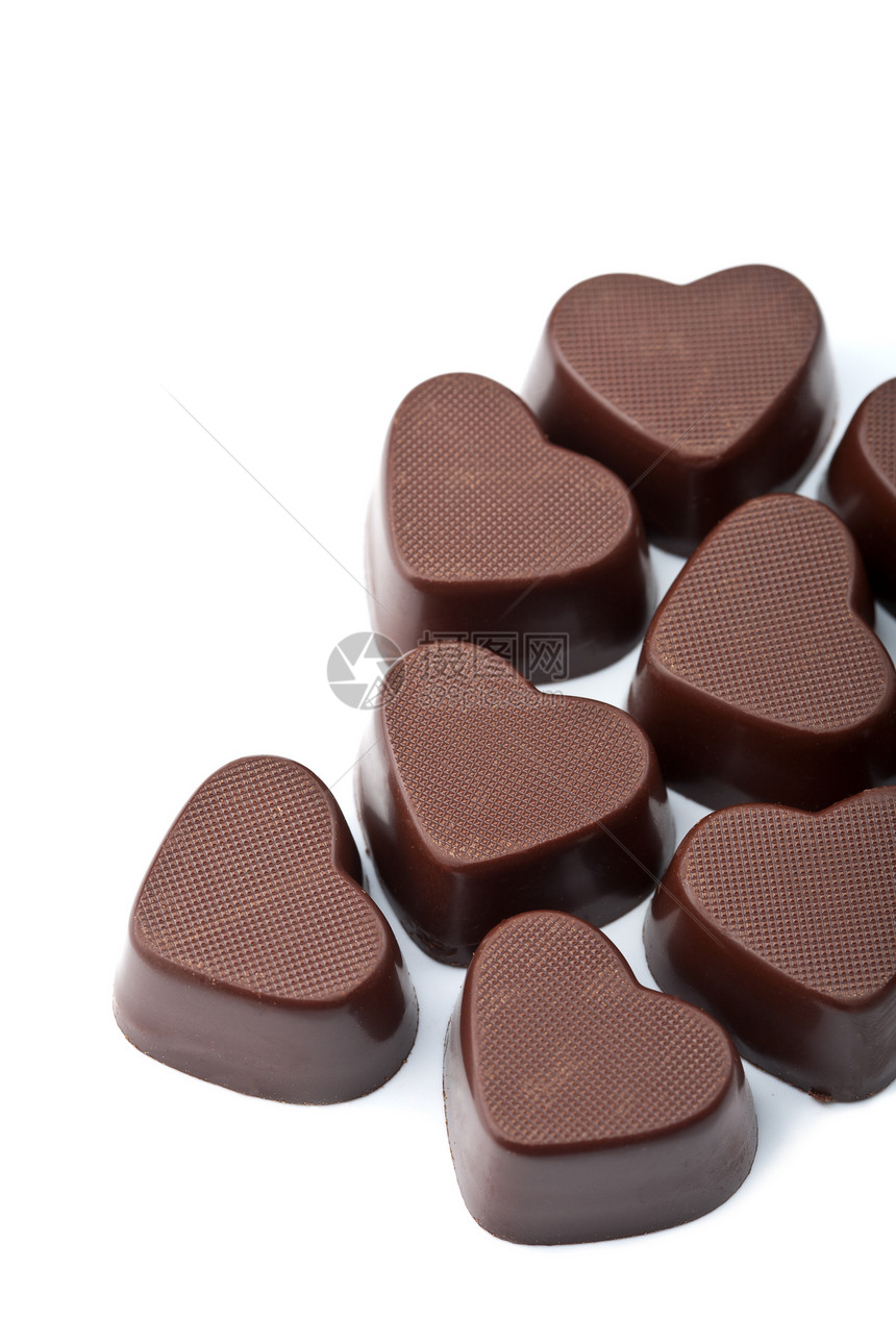 分离的巧克力心脏小吃糖果宏观营养诱惑甜点可可乐趣美食育肥图片